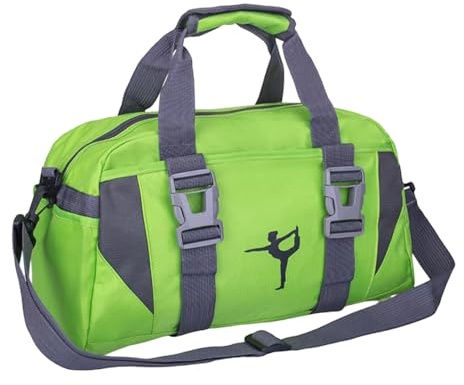 Sporttasche Damen Reisetasche Yogatasche Fitnesstasche aus strapazierfähigem Nylon mit verstellbarem Gurt für Training Reisen Fitnessstudio- GrÜn