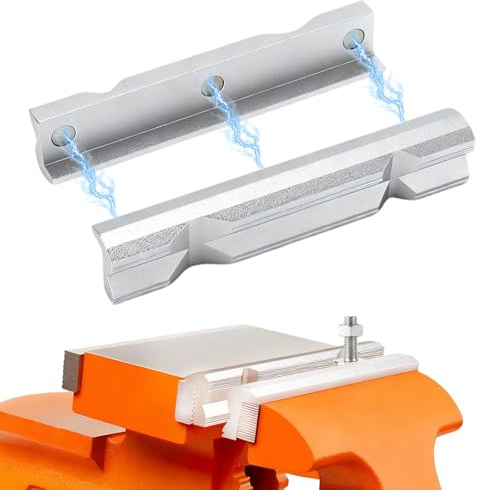 Mordazas magnéticas para tornillo de banco 150 mm – Mordazas protectoras de aluminio con ranura en V, antideslizantes y resistentes, accesorios de taller para metal, madera y bricolaje