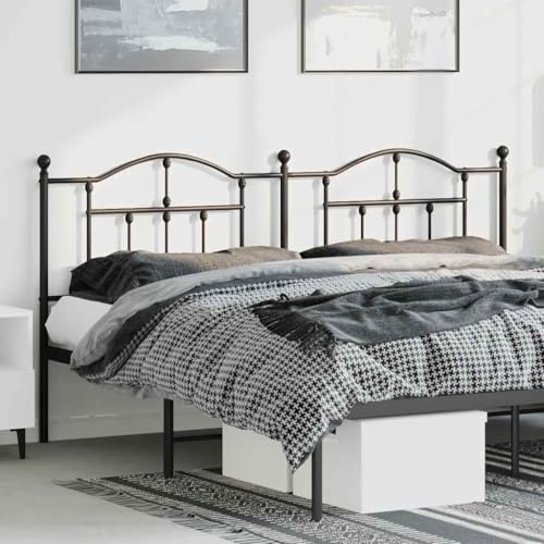 KTHLBRH Testiera in Metallo Nero 180 cm per Letti, Struttura Robusta in Acciaio Verniciato a Polvere, Design Classico ed Elegante, Supporto Schiena Ideale per Camera da Letto,