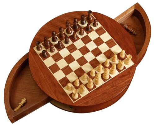 Schachbrett Klassisches magnetisches Schachset, Spielesammlung, rundes Spielset mit Aufbewahrungsbox, for Erwachsene und Kinder, Geschenkidee brettspirle