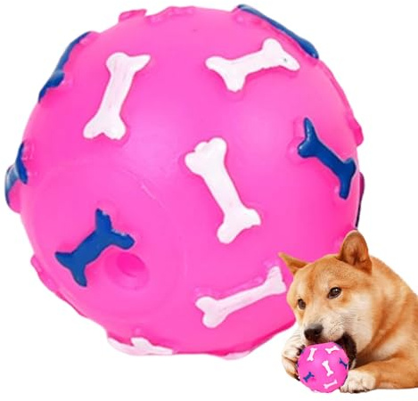 Générique Hundeball Mit Quietscher - Knochenmuster Welpen Kauspielzeug | Strapazierfähiges Molaren-Spielzeug - Für Wohnung Schlafzimmer Wohnzimmer Buro Garten Park Trainer
