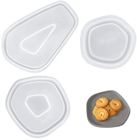 Kinesgsg 3 Pezzi Stampi in Silicone per Resina, Stampi per Resina Epossidica, Stampis Poligonali con Bordi, Lisci e Facili da Sformare, per Vassoi Fai Da Te Piatti Decorazioni da Scrivania