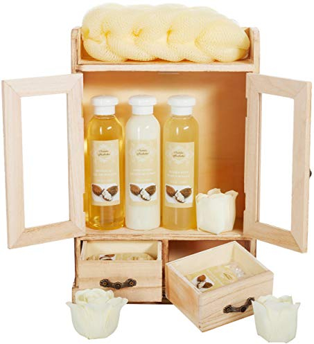 BRUBAKER Cosmetics Bade- und Pflegeset Sheabutter im Holzschrank