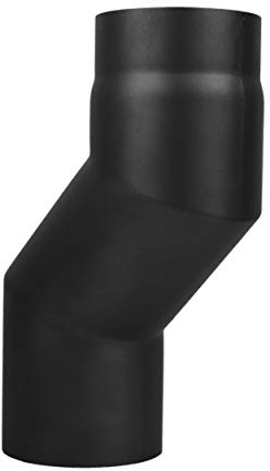 LANZZAS Rauchrohr Versatzbogen mit 100 mm Versatz - im Durchmesser Ø 150 mm - Farbe: schwarz - Ofenrohr Doppelbogen Etagenbogen