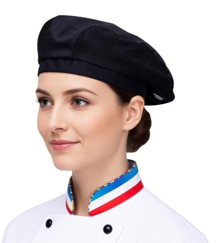 IBLUELOVER Chapeau de Chef Bonnet de Cuisine en Coton Toque Professionnelle de Cuisinier Unisexe Adultes Casquette de Travail pour Restaurant Hôtel Café Bar Usine Supermarché Boutique Cantine