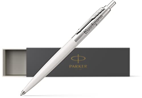 Parker Jotter Kugelschreiber mit Gravur hochwertig blauschreibend - Bachelor Geschenk - neuer Job Geschenke - Laser Gravur - Geschenkideen zu Weihnachten weiß