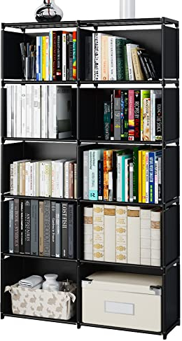 MOYIPIN Étagère Cube Rangement Livre, 10 Cube Étagère DIY Organisateur pour Dressing Étagère de Rangement dans Le Salon Chambre d'enfant Salle de Bain Noir