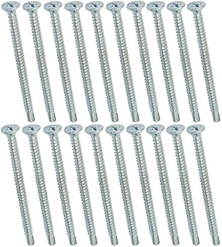 AERZETIX - C44710 - Juego de 20 Tornillos para chapa autoperforantes Ø4.8x80mm con cabeza fresada - DIN 7504 P - con huella PH/cruciforme - en acero galvanizado - chapa marco metálico - color plata