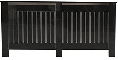 Homeke Vertical Slatted High Gloss Black Radiator Cover Modern Decorative Cabinet for Hallway, Living Room,Bedroom,Kitchen,Office (W172cm x D19cm x H82cm)
