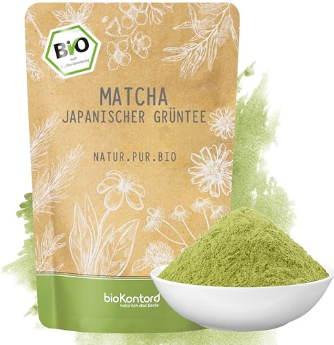 bioKontor – BIO Matcha Pulver 200g – fein gemahlen – Matcha Tee aus Japan | deutsche Handabfüllung – Grüntee Pulver – Matcha Latte & Smoothies – japanischer Matcha – matcha powder