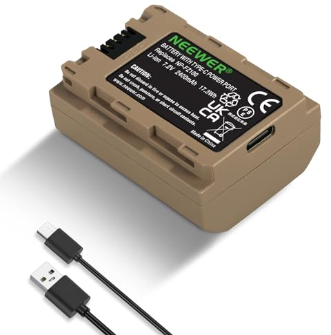 Neewer NP-FZ100 2400mAh Akku für Sony A7CII A7III ZV-E1, USB-C-Ladekabel, Kompatibel mit Sony A7CII ZV-E1 A7III A7IV FX3 FX30 A6700 A1 A7C A7CR A7RIV A7RV A7SIII A9II A9 Kameras