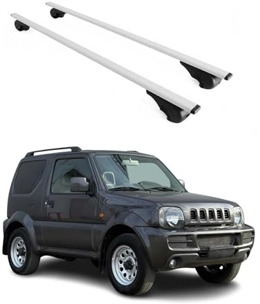 OMAC Dachträger für Suzuki Jimny 1998-2018 Stahl 2 Stangen Silber | Abschließbar, bis 75 kg Traglast, Querträger, Grundträger