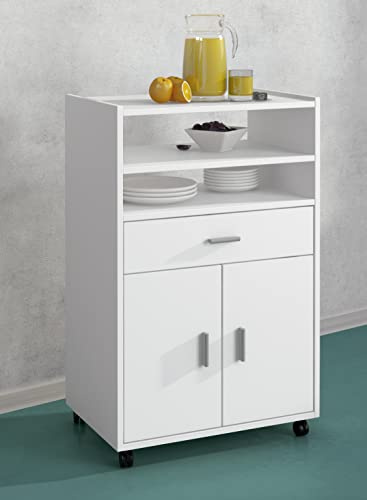 Shiito - Carro de Cocina - Mueble Bajo de Cocina - 92 x 59 x 40 cm - Modelo Aura - De Estilo Moderno y Sencillo - Melamina - Blanco