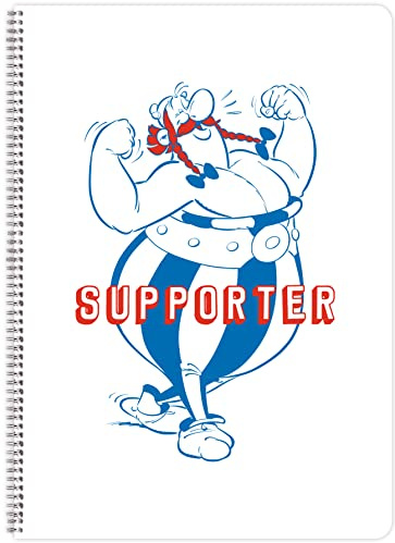 Clairefontaine 813058C - Asterix Spiral Notebook - A4 21x29.7cm 148 Lined Pages Margin White Paper 90g 1 Asterix visual and 1 Obelix visual, random delivery