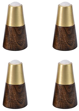 Wooden Furniture Legs,Round Tapered Mid-Century Modern Legs with Brass Base Replacement Legs for Cabinets,Coffee Tables,Ottomans,Sofas,Loveseats,Armchair Legs Set of 4 (Dark brown,8cm/3.15in)