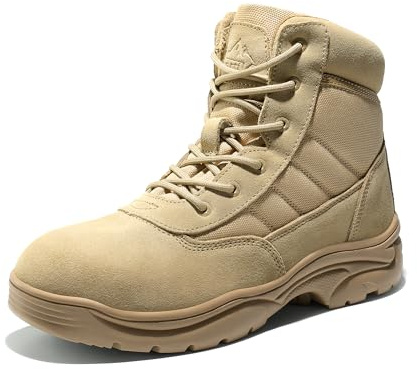 NORTIV 8 Stivali da Lavoro Tattici Militari Impermeabile da Uomo Stivali da Anfibi Combattimento per Moto da Trekking,Size 47,Sabbia,Contractor-New