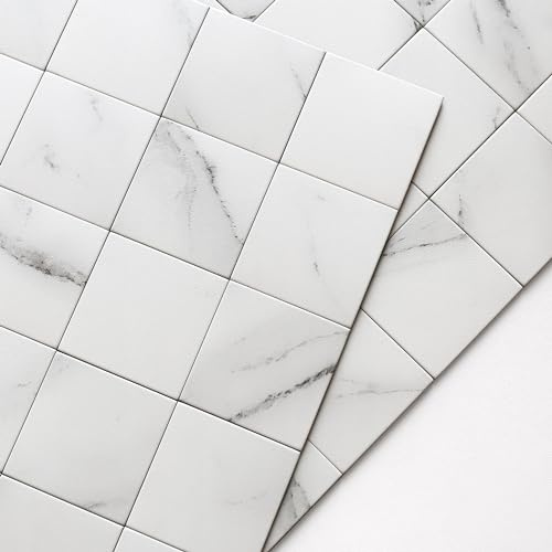 M MOFIT Fliesenaufkleber Mosaik Steinoptik Quadratisch Matte,Selbstklebende Fliesen Bad Küchenwand Panel(Weiß 5 Stück)