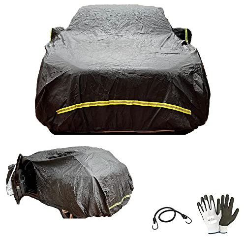 Compatible con Volvo XC90 D4 Geartronic Inscription Funda Coche Anti Granizo Felpato Impermeable ANTICONGELANTE Negro Franjas Fluo 533X196X145 Cremallera Lateral