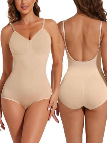 Joyshaper Shapewear Bodysuit Femme Gaine Ventre Plat Invisible Amincissante Body Shaper Gainant Combinaison Sans Manches Body Gainant Débardeur Top Beige#1 XL