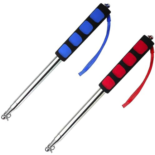 2 Pcs Telescopic Flagpole Portable Handheld Flagpole Stainless Steel Teaching Pointer Stick with Lanyard Caravan Flag Pole for Camping Travelling Teaching