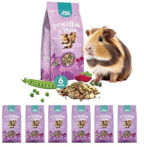 Best Friend Komplett foder för marsvin med ärter, rödbetor, persiljafrön och selleri. Gnagarfoder med naturliga ingredienser, tillverkad i Italien| 6-pack