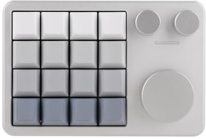 KiiBoom Cybrix 16 VIA Programmierbares Makro-Pad – 16 Tasten+3 Drehregler | Alu-Ziffernblock per USB-C, Hot-Swap-PCB, RGB-Beleuchtung, tragbares Nummernpad für Win & Mac (Silber)