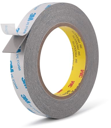 Ndcadhesive Nastro biadesivo nastro in schiuma resistente 19 mm x 5,5 m nastro di montaggio per unire strisce di schiuma per striscioni poster allarmi tende e modanature decorative grigio
