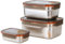 Set 3 Contenitori per Alimenti Ermetici in Acciaio Inox con Coperchio Salvafreschezza (550ml / 1100ml / 1900ml) – Microonde, Lavastoviglie, Freezer, Frigo – Senza BPA, A Prova di Perdite