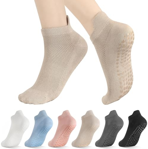 Utensilsto Pilates Yoga Socks, Non-Slip Socks Women's Socks Non-Slip Stopper Socks Women's Non-Slip Socks for Pilates, Yoga, Dance, Fitness, Home, Hospital, Black, white, dark grey, blue, pink and