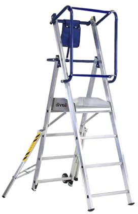 Svelt Scala Professionale a Castello Trasportabile con Piattaforma Antiscivolo e Protezione 360°, Allargatori Richiudibili, Stabilizzatori Telescopici, Rotelle di Trasporto, Certificata (4 Gradini)