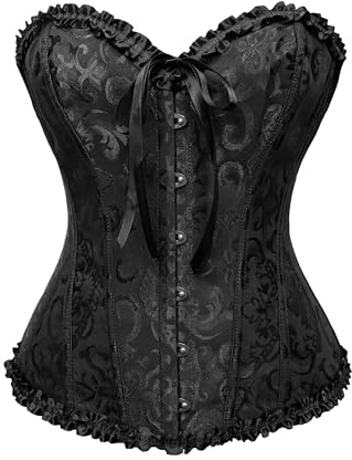 Wikoan Corsetto Donna Sexy Corsetti Bustino Elegante Corsetto da Donna Corsetti Stringivita Halloween,Nero,L