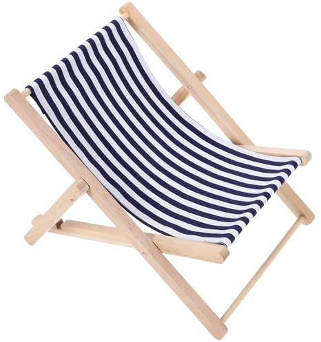 ABOOFAN Soporte Decorativo para Teléfono Móvil en Silla de Playa de Madera y Lona, Accesorio Funcional Acabado Fino y Resistente al Desvanecimiento para Exteriores