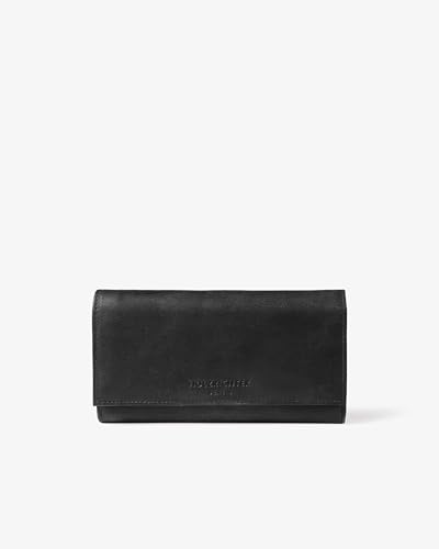 HOLZRICHTER Berlin – Große Damen Geldbörse aus Leder (No 4-3), Vintage, 11x19x3 cm, XXL Portemonnaie mit 22 Kartenfächern, 4 Hauptfächer und mittigem Münzfach Geldbeutel in Schwarz