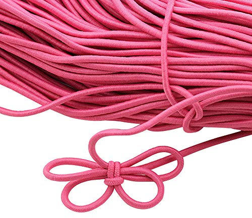 iSpchen 10 metros de cordón elástico de goma de 3 mm redondo de alta elasticidad, cuerda de goma de alta elasticidad, cuerda elástica para manualidades, joyas, ropa, accesorios de costura, color rosa