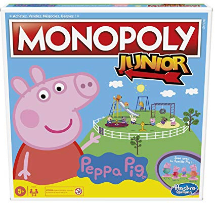 Monopoly Junior: Peppa Pig Edition, Brettspiel für 2-4 Spieler, für Kinder, ab 5 Jahren (französische Version)