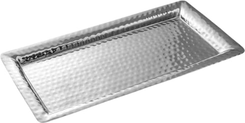 Monarch Abode Decorative Tray – 12-Inch Hand Hammered Nickel Finish Metal Bathroom Tray Countertop, Vanity Trays Organizer, Perfume Plate for Dresser, Kitchen Countertop Small Fruit Platter