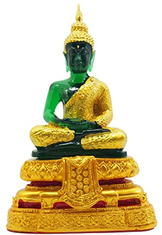 BUDDHO Smaragd-Buddha-Statue, Meditation, 17,8 cm, Jade, Buddha, Thai-Buddha-Statue für Heimdekoration, Buddha-Figuren (Regen)