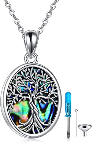 Urnkedjor för aska av sterlingsilver livets träd kremering souvenir smycken för aska minnessmycken för kvinnor och män