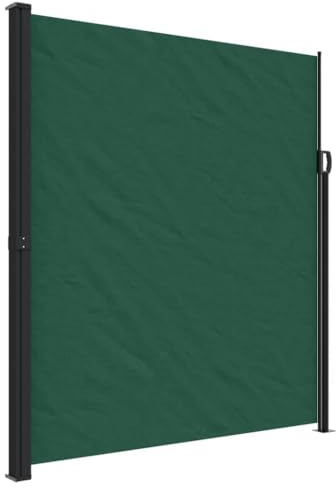 vidaXL Tenda da Sole Laterale Retrattile Verde Scuro 220x300 cm, Schermo Privacy da Giardino, Schermo Privacy da Balcone, Tenda da Sole