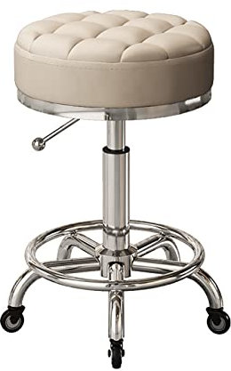 QZQJUILU Verstellbarer Salonhocker mit Rollen, hydraulischer Drehstuhl, großer Sitz, strapazierfähig, für den Einsatz im Salon, Büro und zu Hause, C Full MoonAdjustable