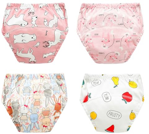 Confezione da 4 Mutandine di Apprendimento Bimbi, Vasino Bambini, Mutandine Assorbenti Bambino, Multicolore Pantaloni Impermeabili Bambino, Cotone Assorbente Impermeabile