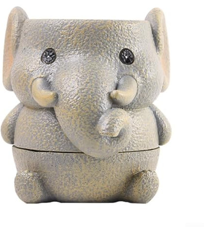 Maceta dividida de animales de dibujos animados, lindo oso elefante de escritorio adorno de resina en forma de animal lindo maceta suculenta (elefante)