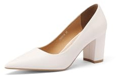 QUEEN HELENA Décolleté Donna Scarpe a Punta Chiusa Casual Eleganti ZM9614 (Beige, Sistema Taglie Calzature EU, Adulto, Donna, Numero, Media, 40)