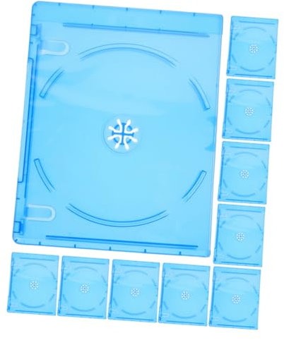 GAROZATION 10pcs Portable Cd and Dvd Cases Translucent Cd Cases Covers Blue Plastic Disc Storage Boxes Space-saving Media Organizer
