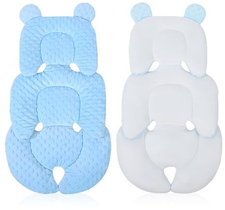 LEKEFETO Reductor de Asiento para Bebé con Respaldo - Funda de Asiento Suave para Asiento de Bebé, Cochecito y Silla de Coche - Transpirable y Lavable - Azul