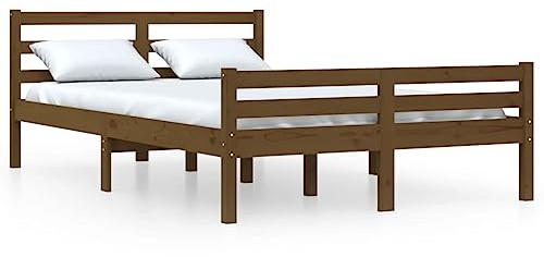 Eleganz Massivholzbett 120x190 cm Honigbraun - Natürliches Holz Bett für Schlafzimmer, Langlebig & Stilvoll - Perfekte Lösung für Erholsamen Schlaf