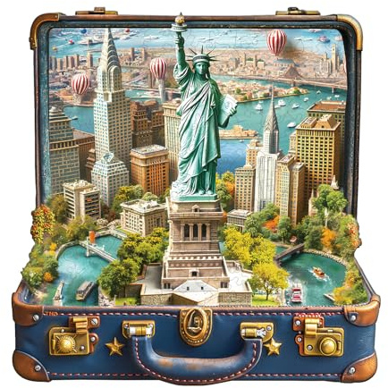WOODBESTS Holzpuzzle Erwachsene, Liberty -Tour Holzpuzzle, Unregelmäßige einzigartige Puzzle, Schöne Geschenke für Puzzle-Liebhaber (33.5 * 32.7cm 280 Stück)