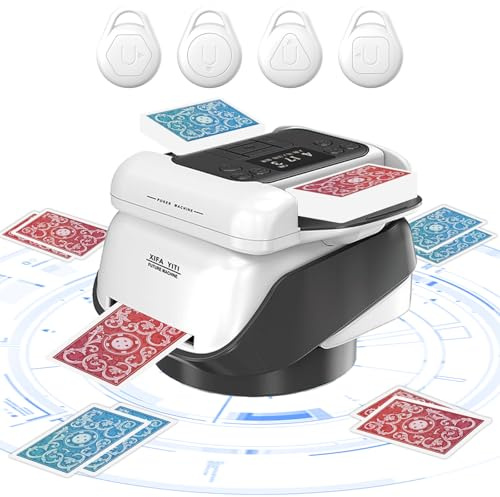 VexNook 2 in 1 Automatische Kartenmischer und Kartensender mit 4 Kabellosen Kartengebertasten – Kartenmischmaschine Elektrische um 360 Grad Drehen, Lässt für 1-8 Spieler für Blackjack, Texas Hold'em