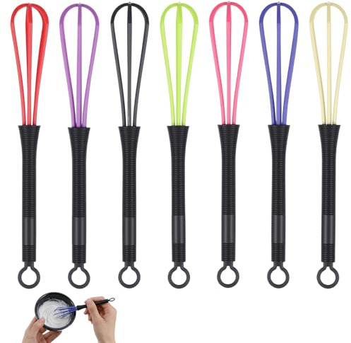 Neyauo 7 Stück Mini Kunststoff Schneebesen Set, Kleine Rührbesen | Küche Ballon Kleiner Mixer Rührer Werkzeug, Salon Friseur Rührstab, Creme Whisk, Klein