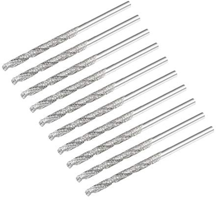 sourcing map Foret Hélicoïdal Mèche Diamant 2.5mm en Acier Rapide HSS pour Verre Coquillages Pierre Carrelage 10Pcs